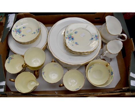 Wellington China Longton 7872 tea set for 6; 20 pieces and Duchess Ascot white gilt dinner service, 15 pieces (35 items)