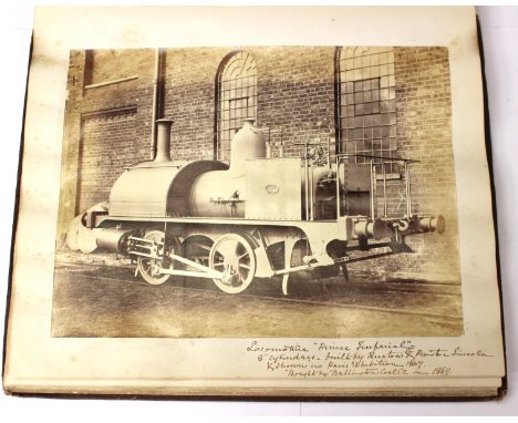 Engineering / Railway Interest. Victorian album of photographic images of steam engine parts and locomotives, most of the pho