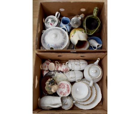 A Salisbury bone china six piece tea service, white ground with gilt decoration together with another part set and miscellane