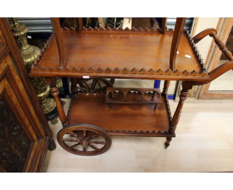 Brass bluster standard lamp with hostess trolley