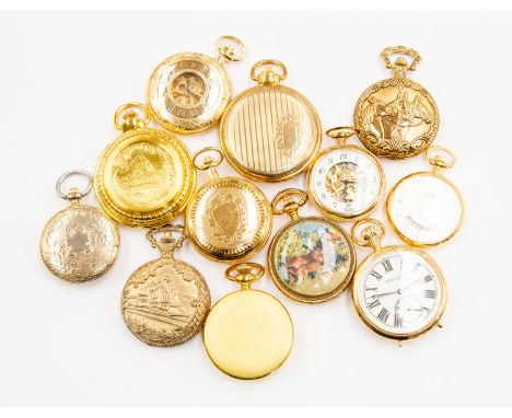Collection of modern 20th Century gold plated pocket watches, mostly Continental Weidi Grade and Prim etc (12)