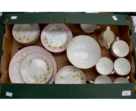 An early Victorian hand painted part tea set, comprising cups, saucers, side plates, tea plate, slop bowl, milk jug etc (one 