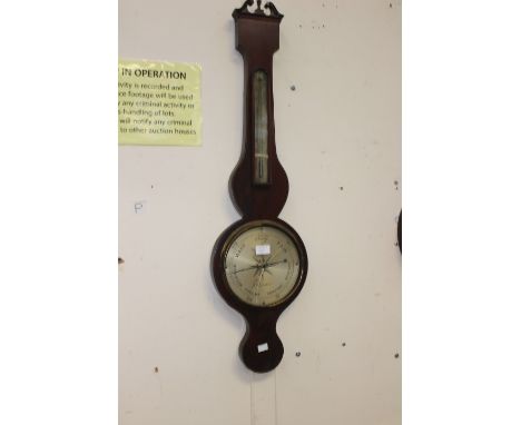 A 19th Century Cort Cartho Leicester mahogany cased barometer and thermometer