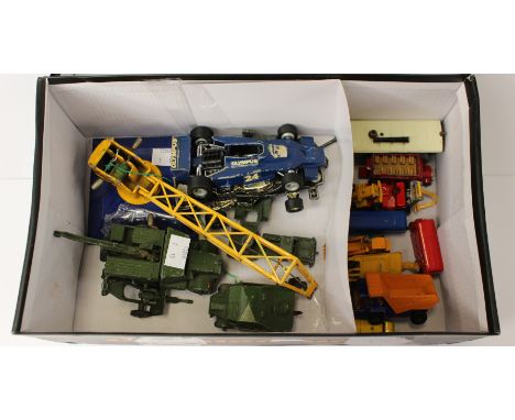 A collection of toy vehicles including; Dinky, Corgi, Lesney, plus a Dinky super crane (Q)