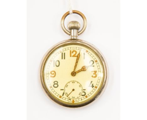 WW2 British General Service Trade Pattern pocket watch. Swiss Made. Arabic numerals. Marked to reverse with Broad Arrow and "