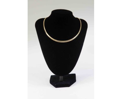 A 9ct gold flat omega link collar, length approx 16'', weight approx 21 grams