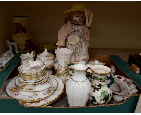 A box of ceramics to include a quantity of Royal Crown Derby Posies pattern trinket dishes, plates, vases and ornaments, alon