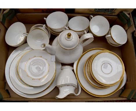 Two Royal Doulton six piece tea sets, cups, saucer, plates and sandwich plates; one Royal Gold HN4980 and the other Rondo H49