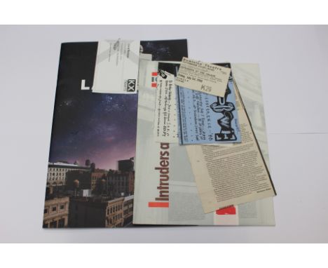 David Bowie Intruders at the Palace programme, ticket 1988, party invite plus Lazarus programme, ticket plus newspaper cuttin