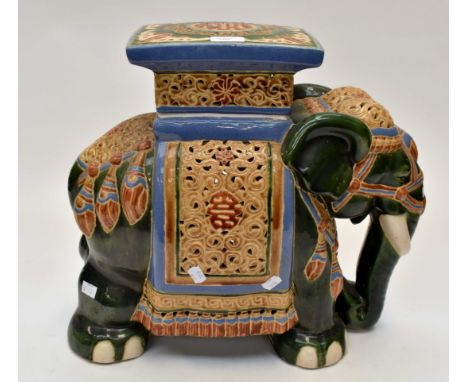 Asian ceramic garden seat in the form of an elephant