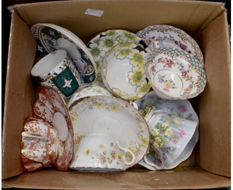 A collection of cabinet cups and saucers 19th Century to include Foley china (7)