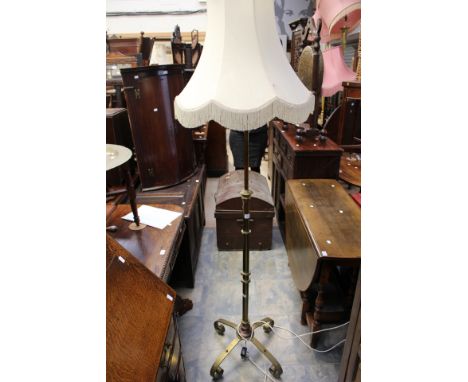 Arts &amp; Crafts brass telescopic standard lamp,.