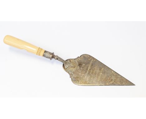 A silver commemorative trowel Methodist New Connexion Chapel Derby 1900