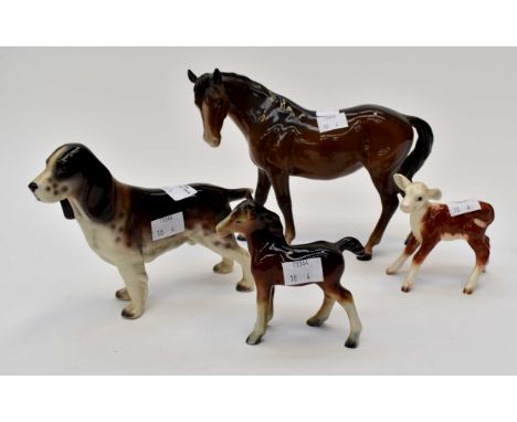 Beswick horse statue, Besick calf statue, ceramic pony statue and ceramic Spaniel statue