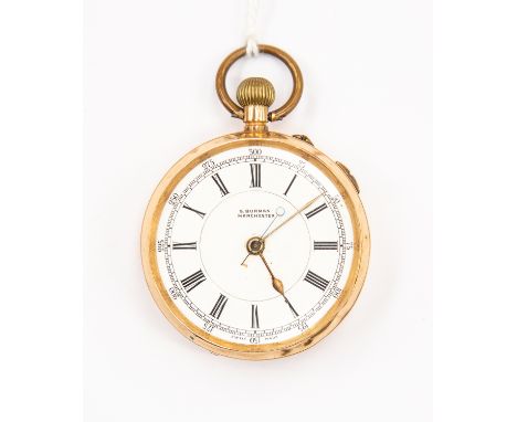 A 14 k gold cased pocket watch, S. Burman, Manchester, 94.5 grams gross approx