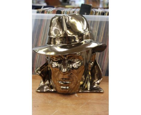 Humphrey Bogart "Casablanca" ceramic large head in gold wash, fantastic detail and quality. Client advised "a one off" but de