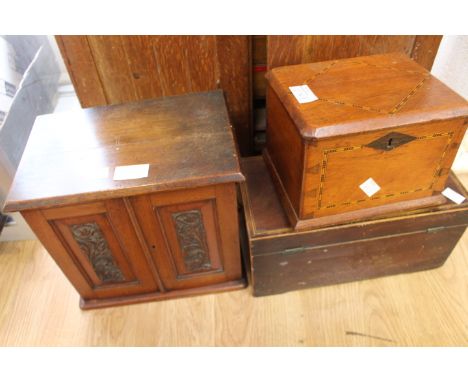 Smokers cabinet along with Victorian tea caddy, and small writing box