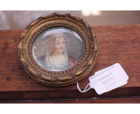 Circular portrait miniature signed Fabre 1916