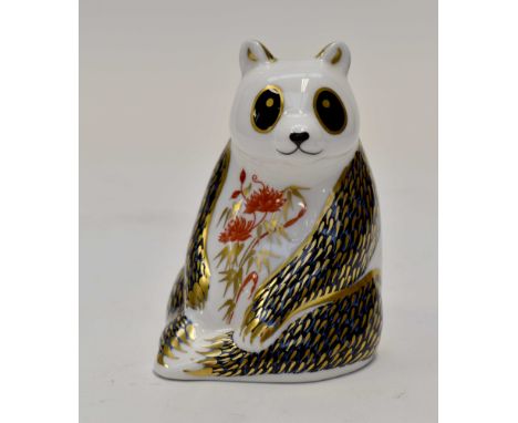 Royal Crown Derby panda, paperweight Imari pattern, gold stopper 