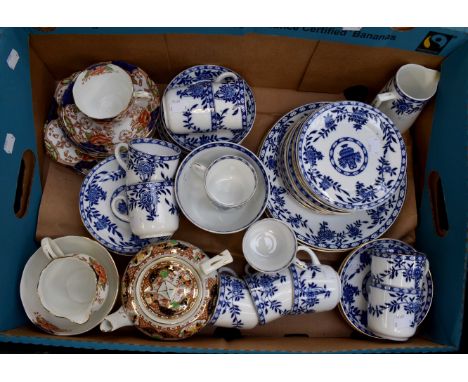 A Grosvenor china, Edwardian blue/white tea service, retailed by Jackson and Gosling (36), together with another part tea set