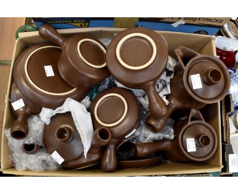 1960's brown dinner tea service in the style of Denby Mayflowers (1 box)