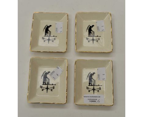 A set of four Sandland Ware shaped rectangular bon bon dishes 551, with weather vane central design (4)