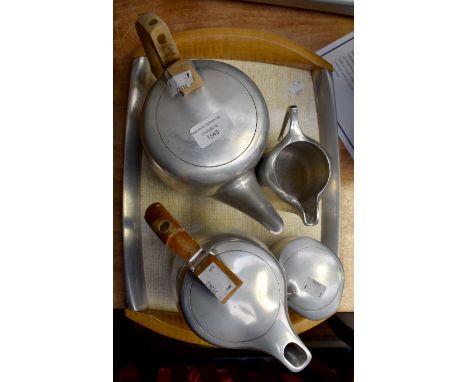 A Picquot wear tea service; tea pot, hot water, milk, sugar and tray (5)