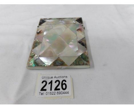 A Victorian mother of pearl and abalone card case.