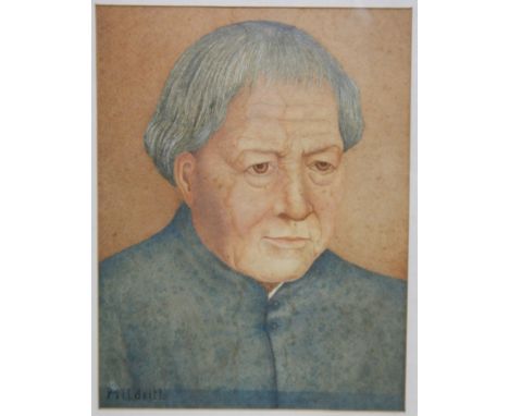 A watercolour portrait of an old man signed H. P. Alldritt. Details verso 'The Chelsea Pensioner painted by H P Alldritt abou