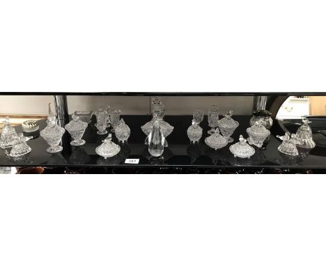 A quantity of glass trinket boxes etc.