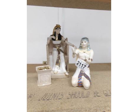 3 Royal Worcester 'The Jewels of Cleopatra' series items including figure of Cleopatra.