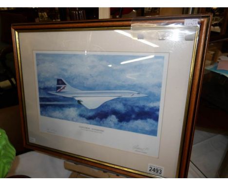 An Anthony Hansard limited edition print 'Concord Supersonic' 1862 0f 1950, signed by the artist and Captain Jack Lowe togeth