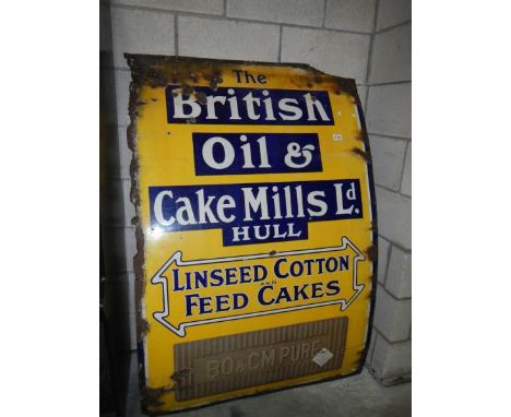 A British Oil and Cake Mills, Hull enamel sign.