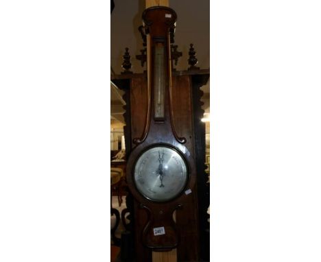 A banjo barometer with mercury thermometer by I. T. Briggs of Spalding.