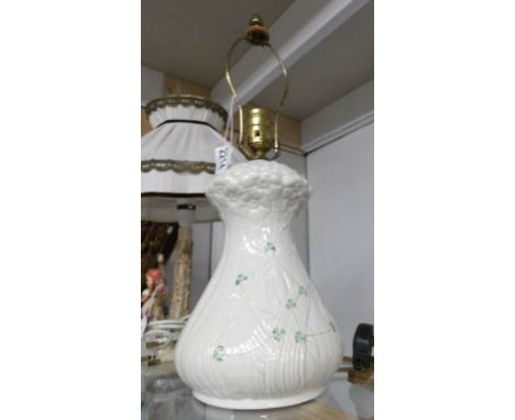 A Belleek table lamp base. (no shade).
