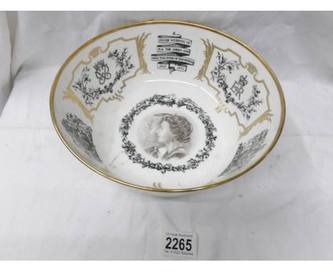 A Royal Worcester Queen Elizabeth II silver wedding bowl. in good condition.