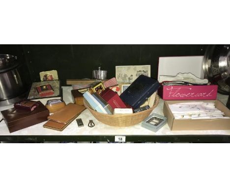 A mix lot of playing cards, Ronson lighters, cigarette cases etc.
