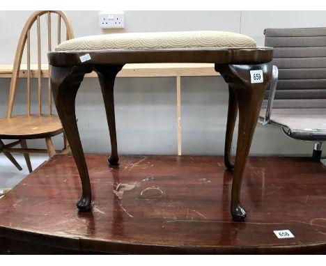 An Edwardian dressing table stool with Queen Anne legs