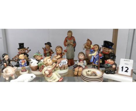 19 Goebel Hummel items including 4 plate motifs, Irishman money box/desk calendar, Sounds of the Mandolin, Wash Day, Farewell