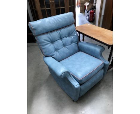 A BLUE VINYL Parker Knoll manual reclining chair