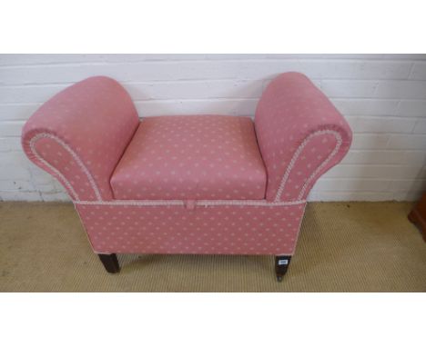 An early 20th century upholstered ottoman/stool - Height 68cm x 92cm x Depth 46cm