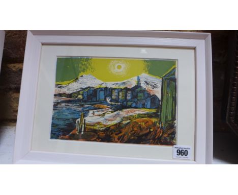 John Minton - Corsica Beach - Lithograph 1948 - framed size 33.5cm x 25cm, image size 22.5cm x 15.5cm