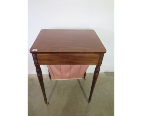 A Regency mahogany ladies work table/fire screen in clean restored condition - Height 77cm x 56cm x 43cm