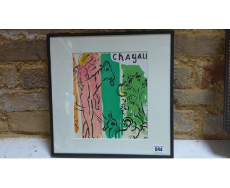 Marc Chagall - Lovers - Original Lithograph 1957 - Printed by Mourlot Freres - Frames size 33cm x 33cm, image size 19.5cm x 2
