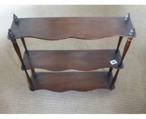 A mahogany three tier wall shelf - Height 50cm x Width 50cm 