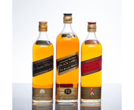 JOHNNIE WALKER RED LABEL
Blended Scotch Whisky. 26 2/3 fl. ozs., 70° proof.
JOHNNIE WALKER BLACK LABEL
Blended Scotch Whisky.