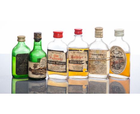 6 SCOTCH MALT WHISKY MINIATURES, consisting of:
BALBLAIR 10 YEARS OLD
Pure Highland Malt, bottled & bonded by Gordon & Macpha