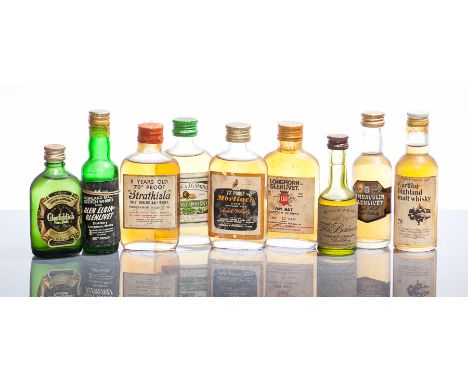 9 SPEYSIDE WHISKY MINIATURES, consisting of: 
GEORGE & J.G. SMITH'S GLENLIVET
Bonded & bottled by Gordon & Macphail, no capac