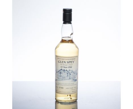 GLEN SPEY 12 YEAR OLD MANAGER'S DRAM
Single Malt Scotch Whisky, bottled August 2008. Bottle No. 0749. 70cl, 53.5% volume. 