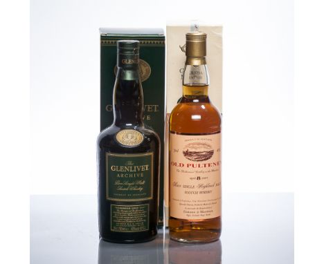 THE GLENLIVET ARCHIVE DISTILLERS SPECIAL EDITION
Single Malt Scotch Whisky. 70cl, 43% volume, in carton. 
OLD PULTENEY AGED 8